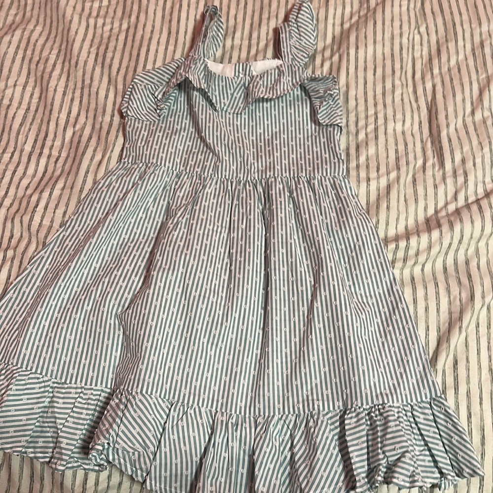 Janie and jack green and white stripe dress